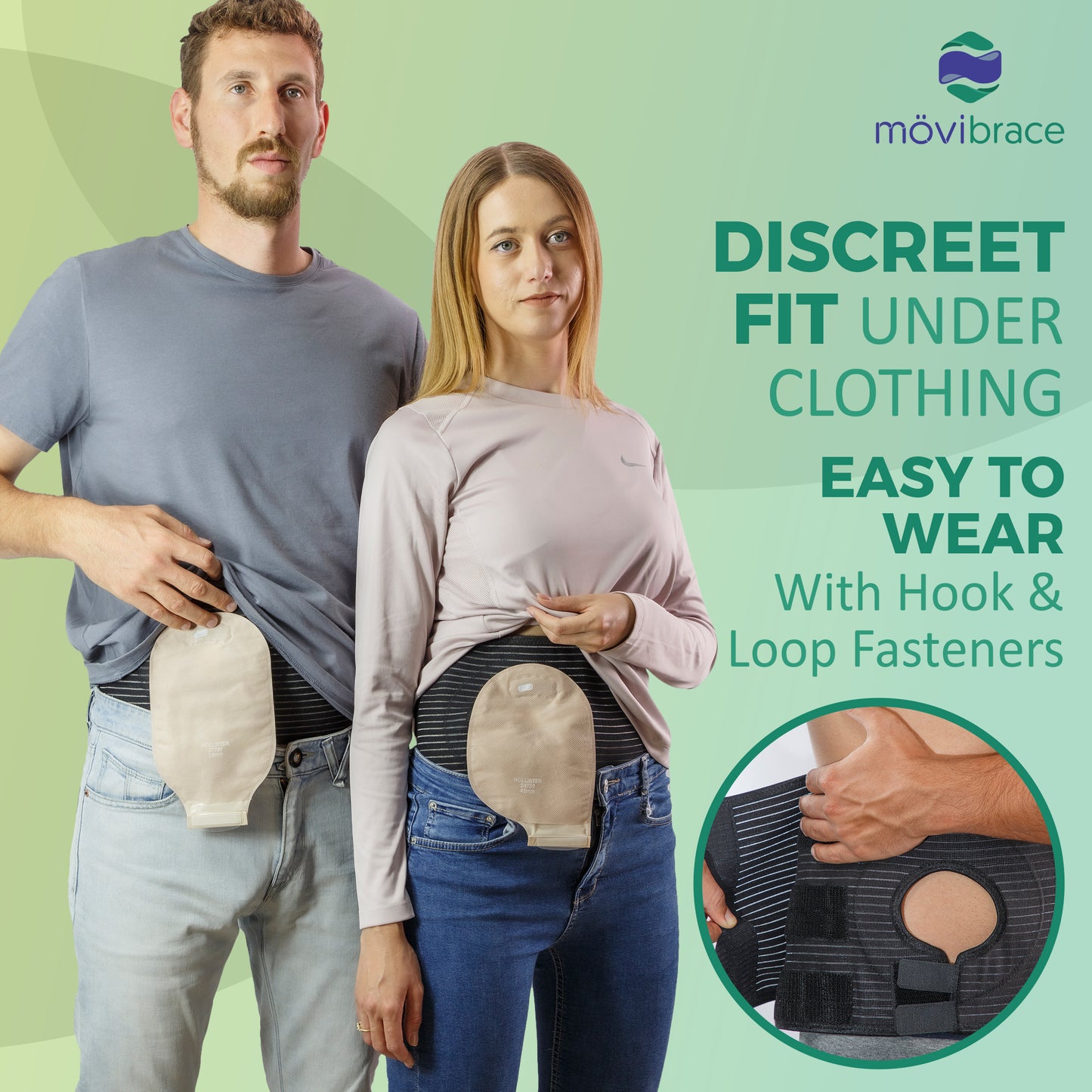 Mövibrace Abdominal Ostomy Belt for Post-Operative Care after Colostomy or Ileostomy Surgery